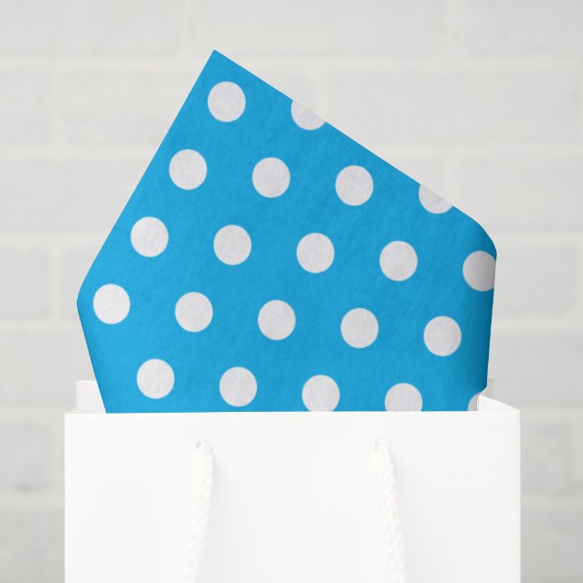 Papel De Seda Puntos azules claros y blancos (Bolsa de regalo)