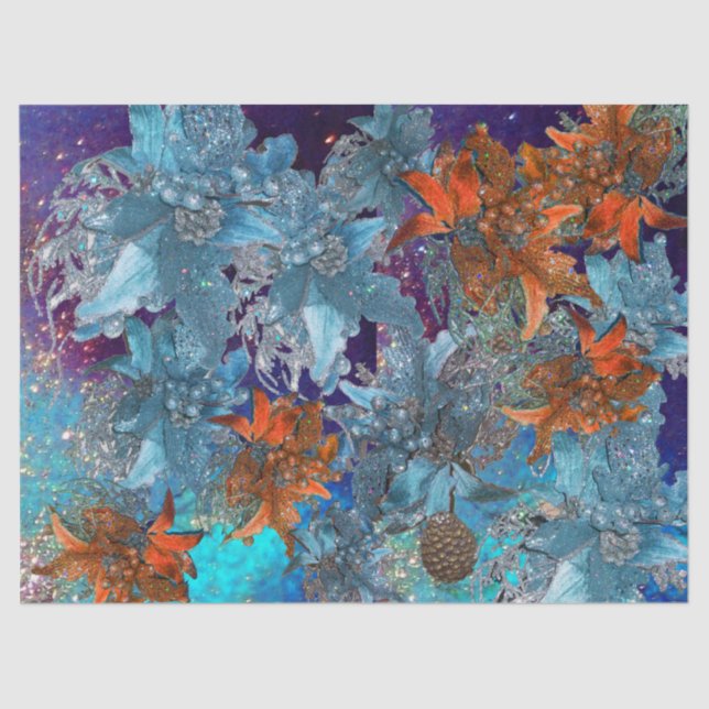 PAPEL DE SEDA PUNTOS AZULES ROJOS,ESTÁNDARES NAVIDADES EN DERRAM (Anverso)