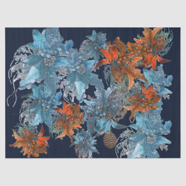 PAPEL DE SEDA PUNTOS AZULES ROJOS,ESTÁNDARES NAVIDADES EN DERRAM (Anverso)