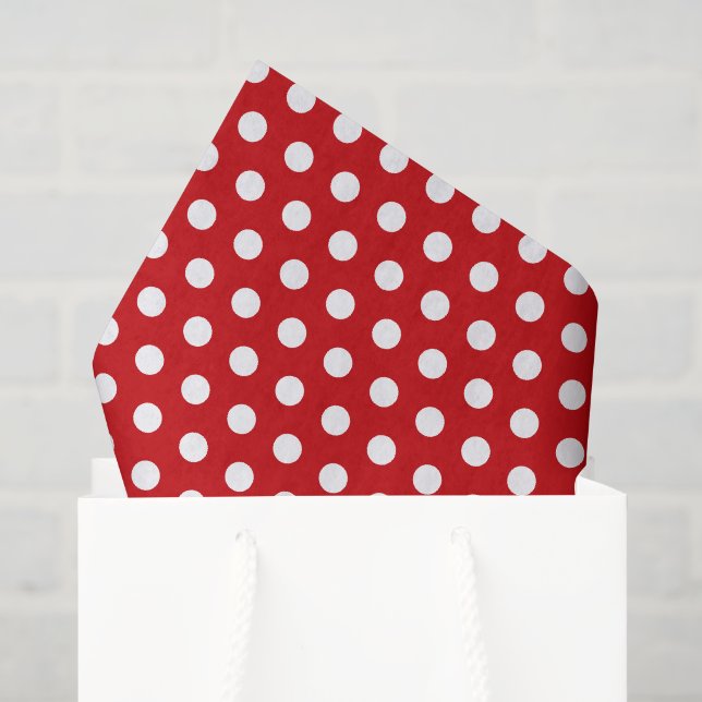 Papel De Seda Puntos Blancos en Negrita sobre Rojo (Bolsa de regalo)