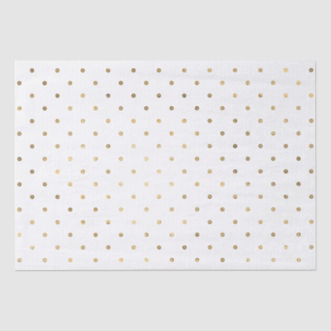 Papel De Seda Puntos blancos y dorados con brillo (Anverso)