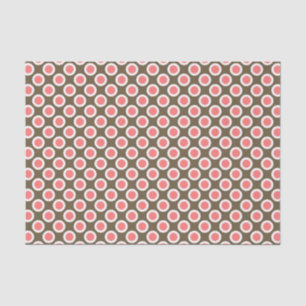Papel De Seda Puntos circulares retro, taupe y rosa coral