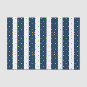 Papel De Seda Puntos Coloridos Con Patrón De Rayas Azules Y Blan