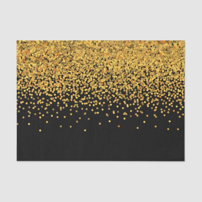 Papel De Seda Puntos de confetti de oro y glam negro (Anverso)