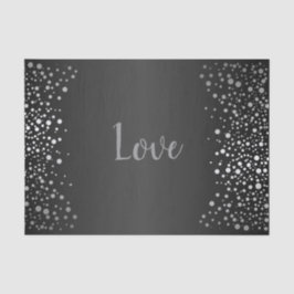 Papel De Seda Puntos de confetti negro y plateado