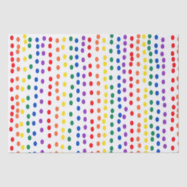 Papel De Seda Puntos de golosinas arcoiris sobre blanco