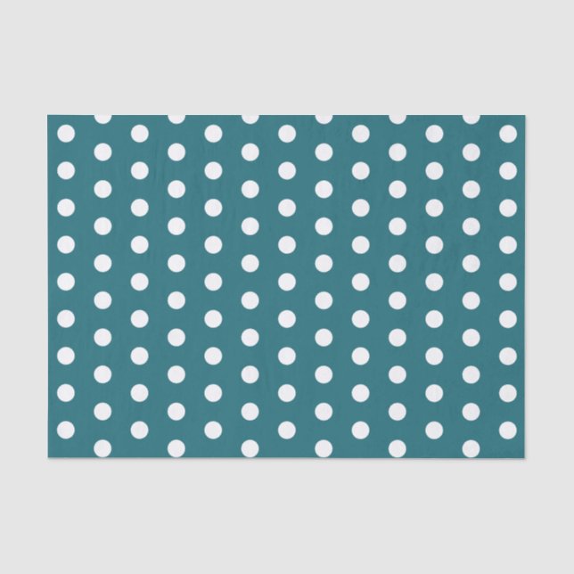 Papel De Seda Puntos de lunares turquesa y blanco (Anverso)