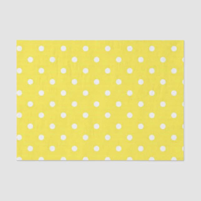 Papel De Seda Puntos de polka amarillo y blanco (Anverso)
