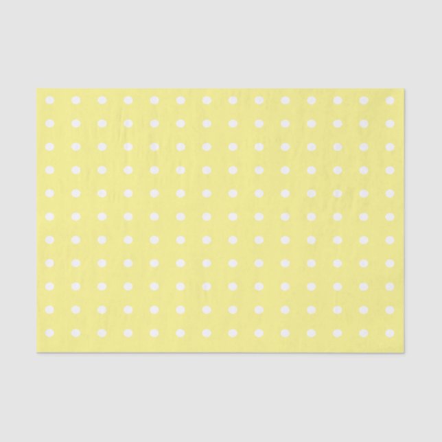 Papel De Seda Puntos de polka amarillos y blancos (Anverso)