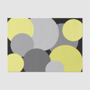 Papel De Seda Puntos de polka amarillos y grises