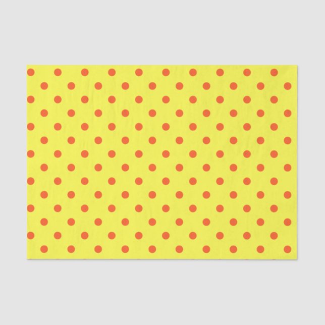 Papel De Seda Puntos de polka amarillos y Naranjas (Anverso)