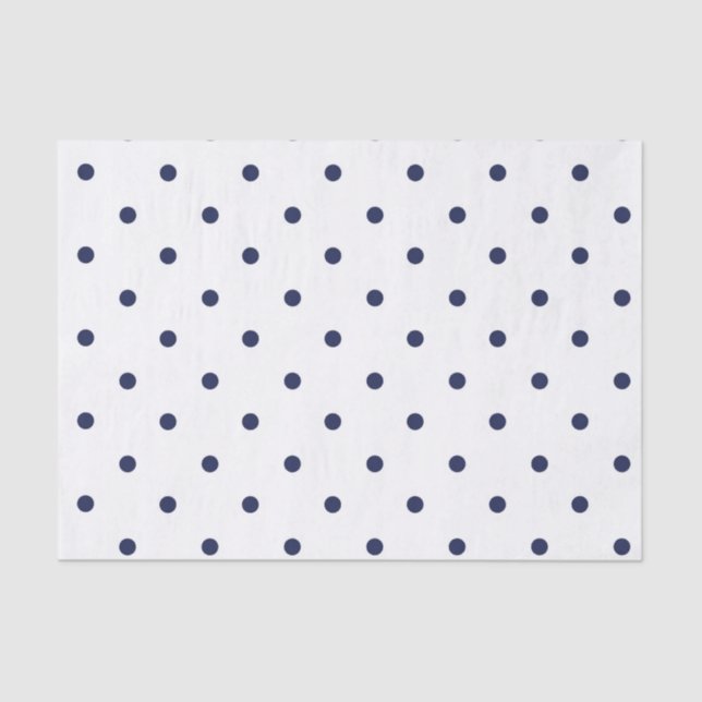 Papel De Seda Puntos de polka azul y blanco (Anverso)