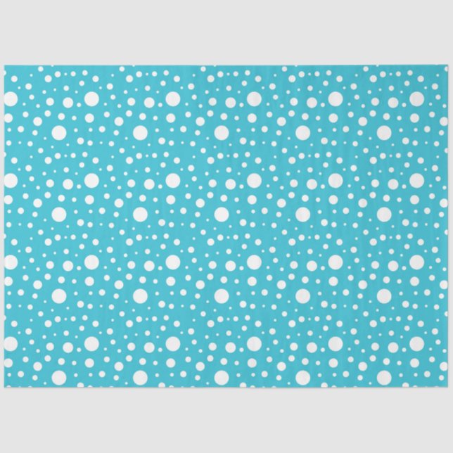 PAPEL DE SEDA PUNTOS DE POLKA AZUL Y BLANCO EN INVIERNO (Anverso)