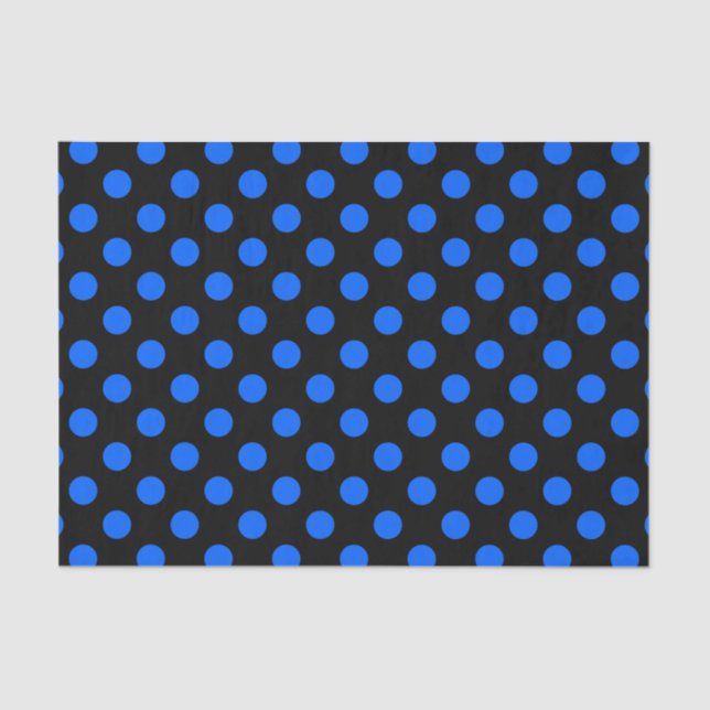 Papel De Seda Puntos de polka azul y negro (Anverso)