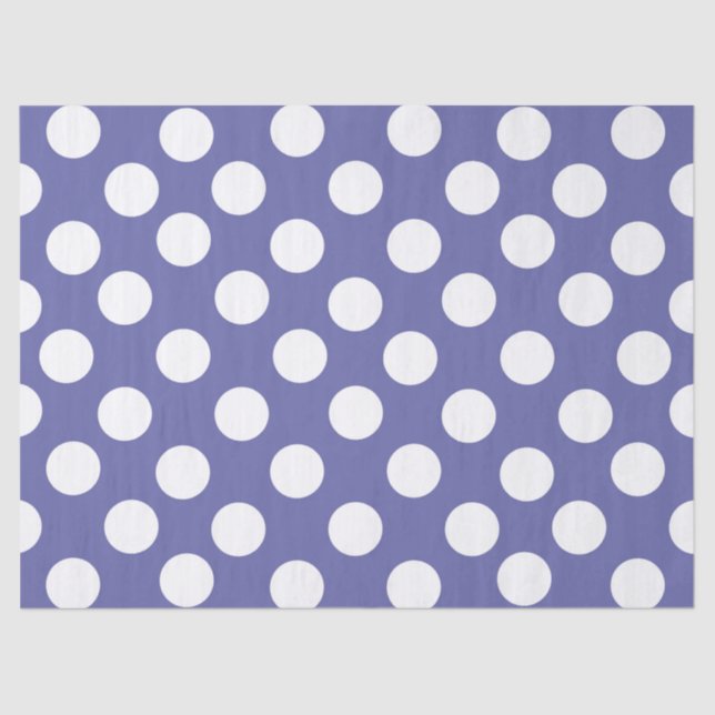 Papel De Seda puntos de polka blanca púrpura periwinkle (Anverso)