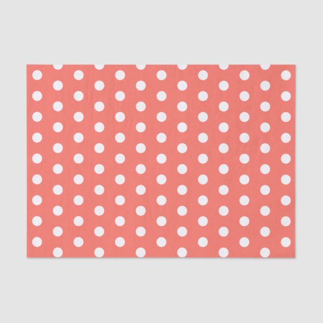 Papel De Seda Puntos de Polka Blanco Coral (Anverso)