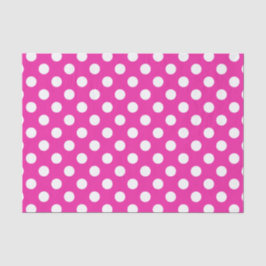Papel De Seda Puntos de polka blanco en fuchsia