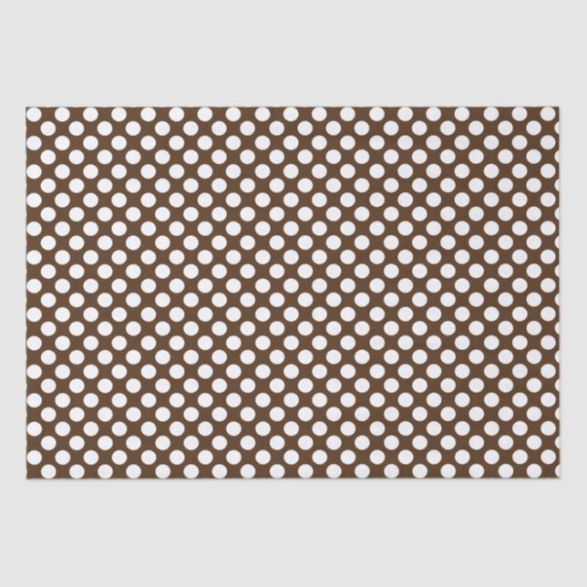 Papel De Seda Puntos de Polka Blanco Marrón (Anverso)
