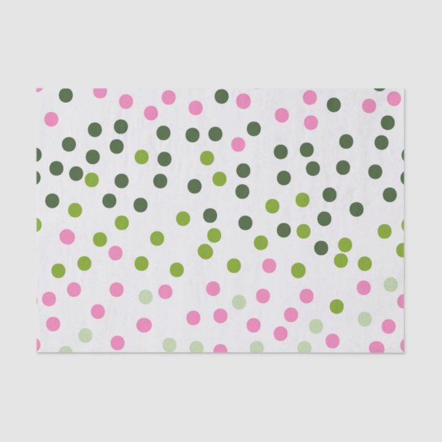 PAPEL DE SEDA PUNTOS DE POLKA BLANCO ROJO VERDE (Anverso)