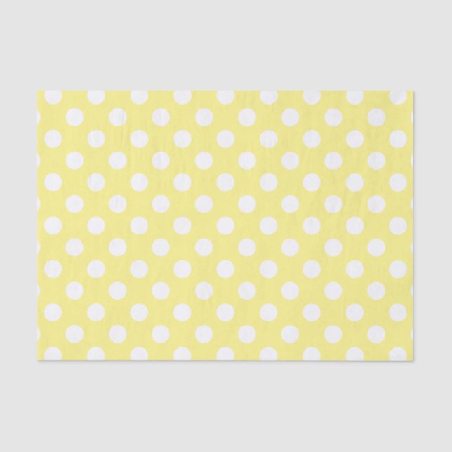 Papel De Seda Puntos de polka blanco sobre amarillo limón (Anverso)