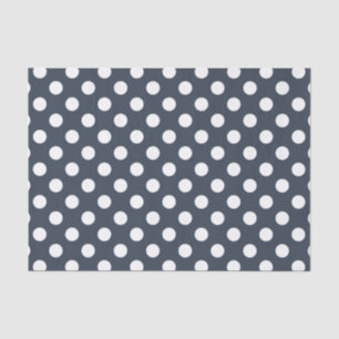 Papel De Seda Puntos de polka blanco sobre gris azul