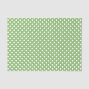 Papel De Seda Puntos de polka blanco sobre verde pistacho