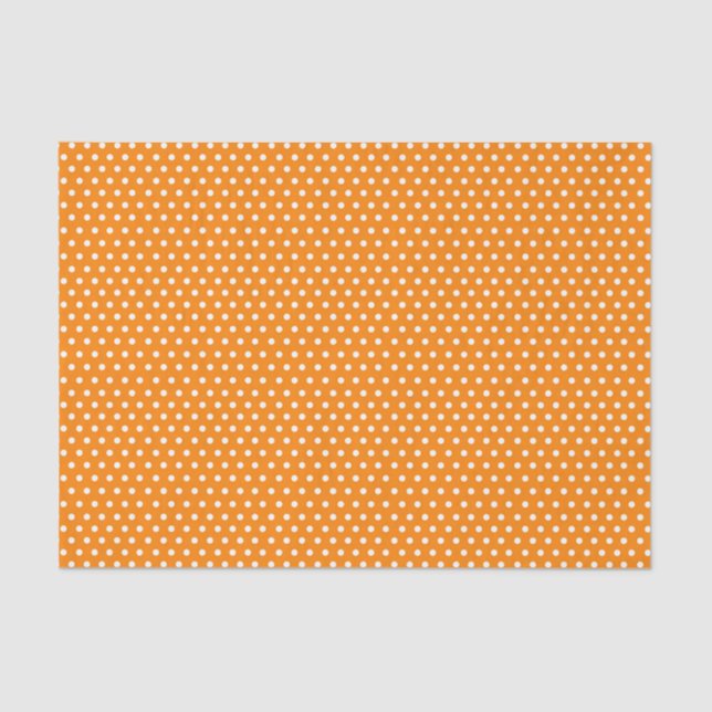 Papel De Seda Puntos De Polka Blanco Y naranja (Anverso)