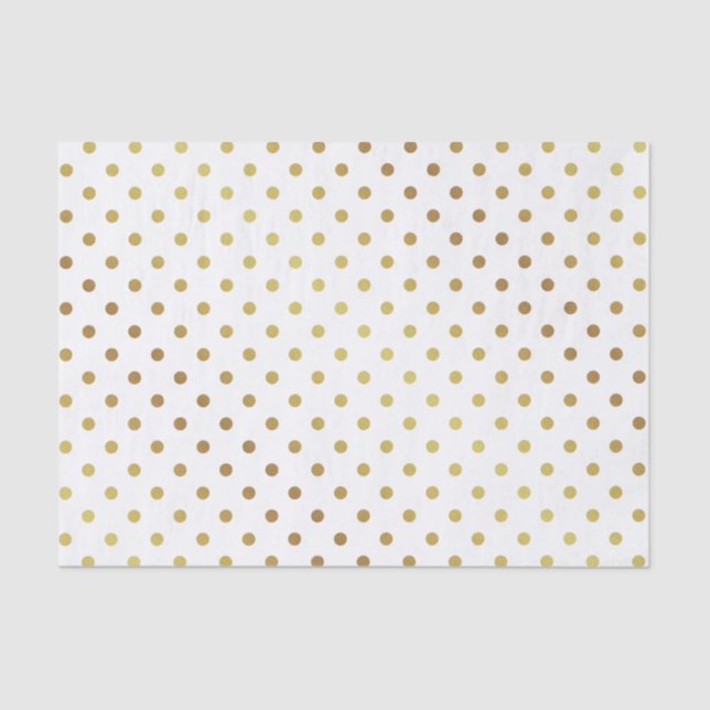 Papel De Seda Puntos de Polka blanco y oro (Anverso)