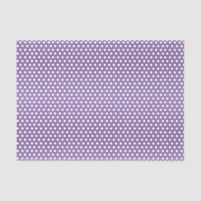 Papel De Seda Puntos de Polka blanco y púrpura claro (Anverso)