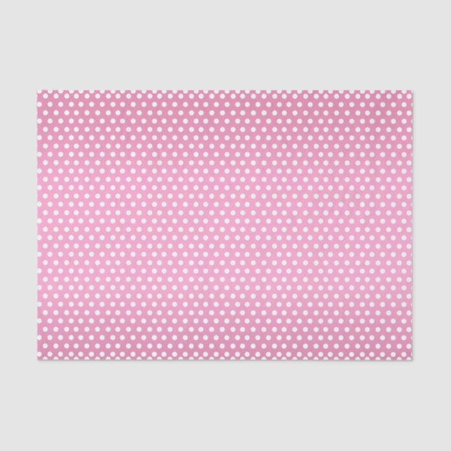 Papel De Seda Puntos de Polka Blanco y Rosa Caliente bonito (Anverso)