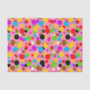 Papel De Seda Puntos de Polka coloreados de fondo rosado