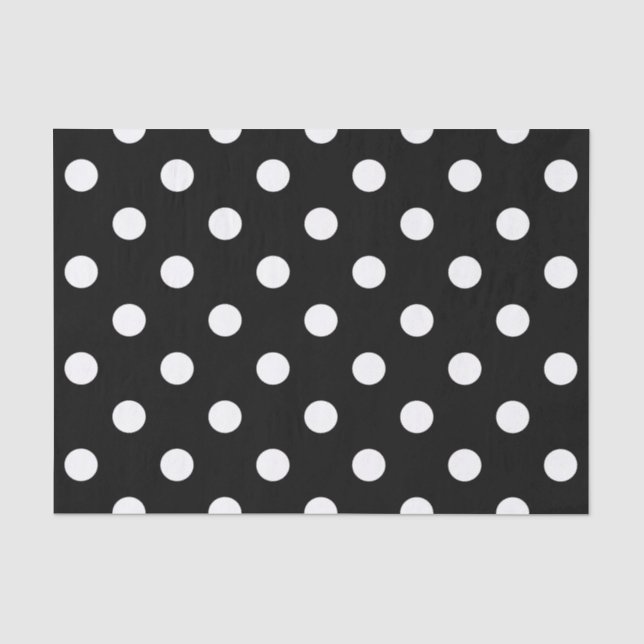 Papel De Seda Puntos de polka de fondo negro (Anverso)