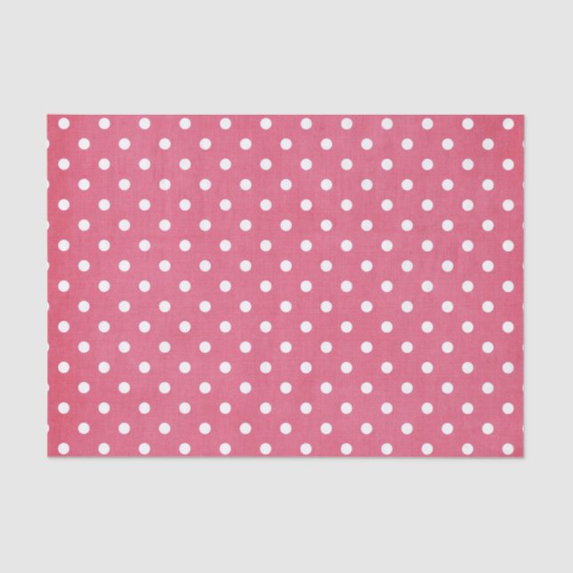PAPEL DE SEDA PUNTOS DE POLKA EN BLANCO Y ROSA (Anverso)