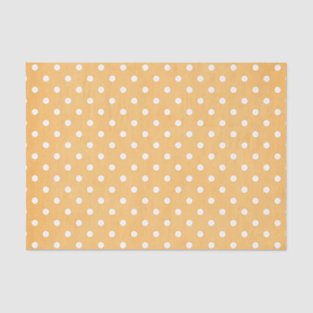 Papel De Seda PUNTOS DE POLKA EN naranja Y BLANCO (Anverso)