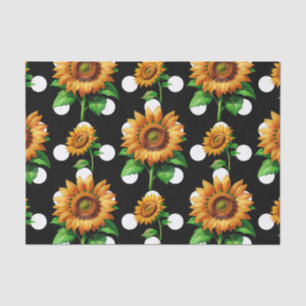 Papel De Seda Puntos de Polka Floral de Girasol