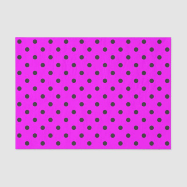 Papel De Seda Puntos de Polka Gris Rosa y Oscuro (Anverso)