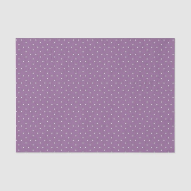 Papel De Seda Puntos de Polka Gris sobre fondo morado (Anverso)