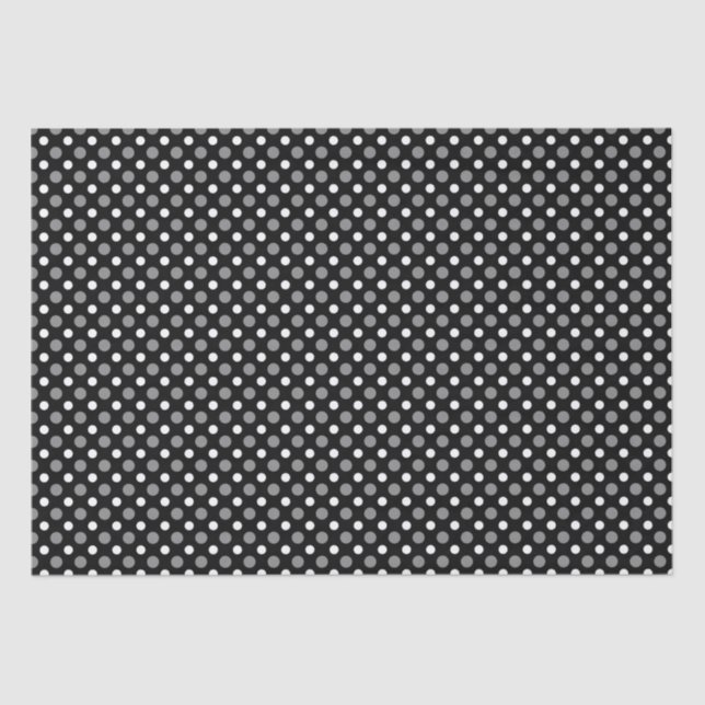 Papel De Seda Puntos de polka gris y blanco (Anverso)