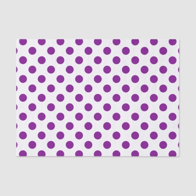 Papel De Seda Puntos de polka morado y blanco (Anverso)