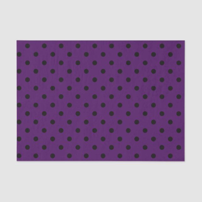 Papel De Seda Puntos de Polka morado y negro medio (Anverso)