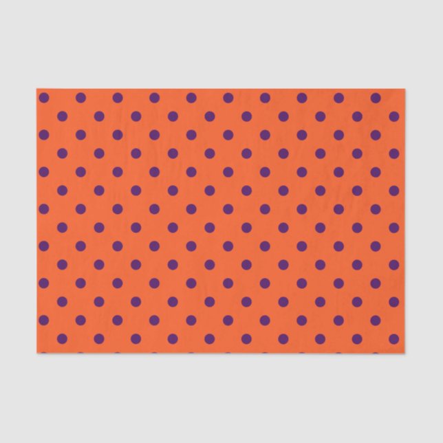 Papel De Seda Puntos de Polka naranja y púrpura (Anverso)
