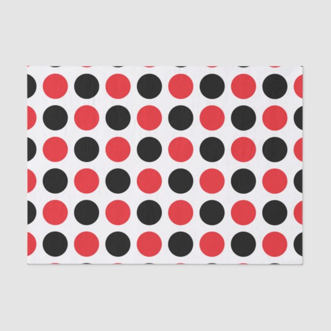 Papel De Seda Puntos de polka negro y rojo (Anverso)