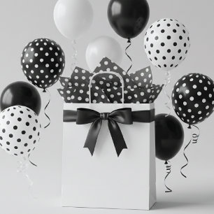 Papel De Seda Puntos de polka negros y blancos