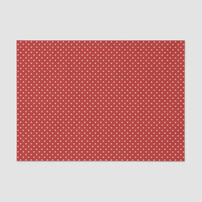 Papel De Seda Puntos de Polka no blancos en rojo (Anverso)