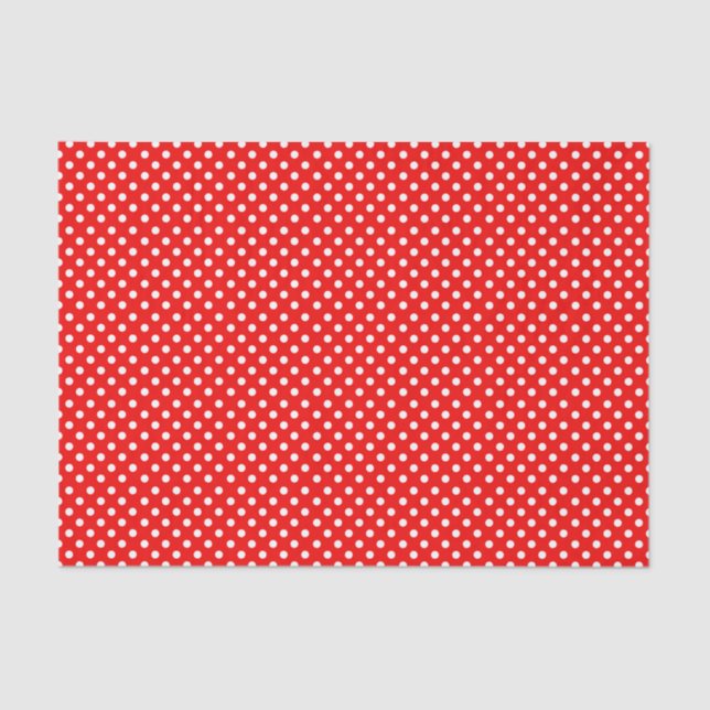 Papel De Seda Puntos de polka retro rojo y blanco (Anverso)