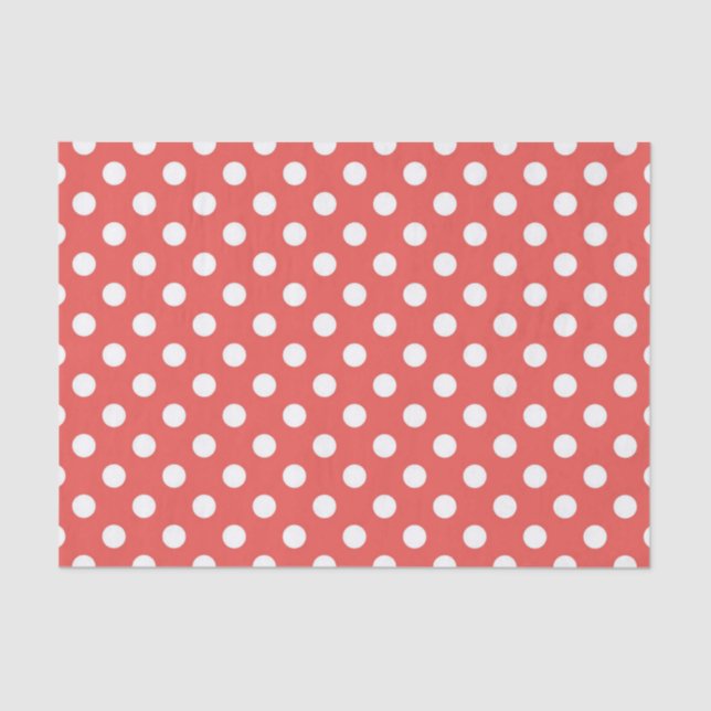 Papel De Seda Puntos de Polka Rojo y Blanco (Anverso)