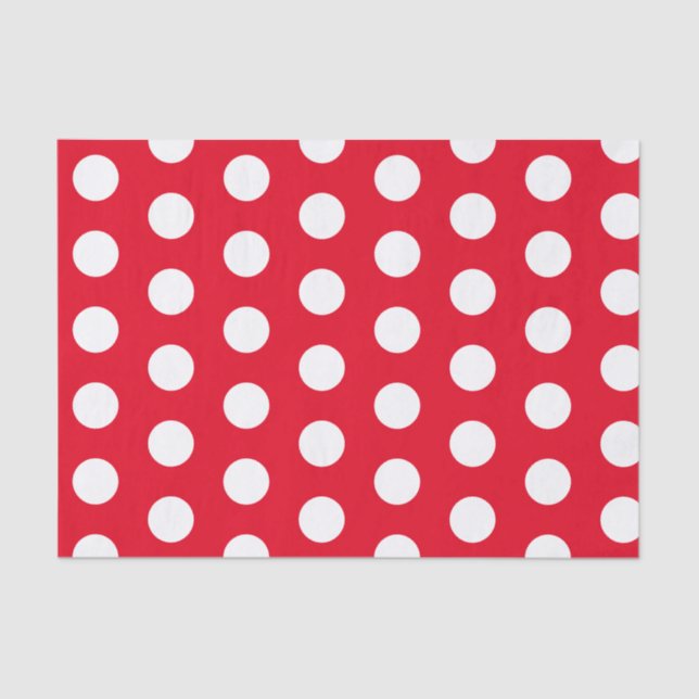 Papel De Seda Puntos de Polka Rojo y Blanco (Anverso)