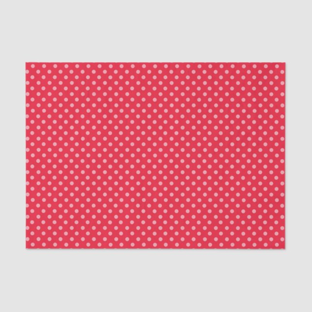 Papel De Seda Puntos de Polka Rojo y Rosa (Anverso)