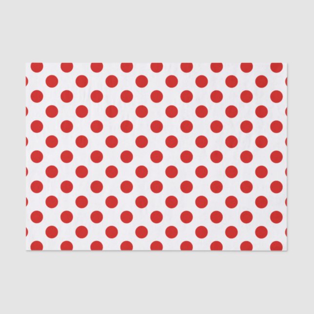 Papel De Seda Puntos de polka rojos y blancos (Anverso)