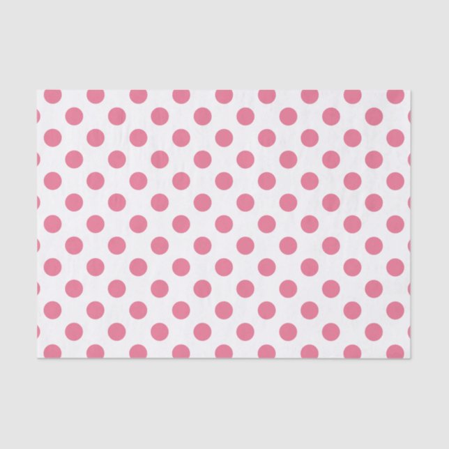 Papel De Seda Puntos de polka rosa y blanco (Anverso)